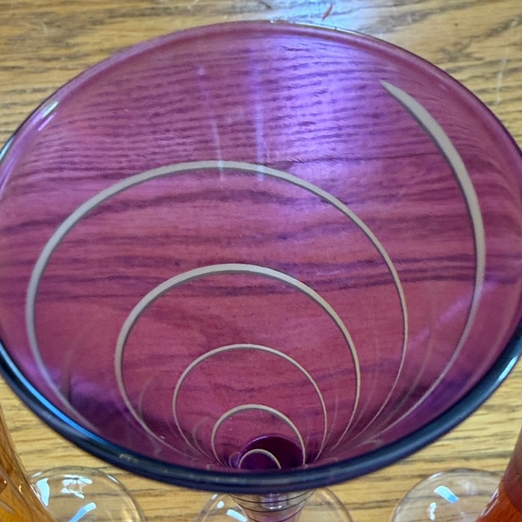 Vintage Etched Colorful Patterned Glasses Approx 6.5 inches tall 2.5 in width - Picture 11 of 16